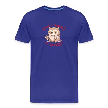Coffee Love Owl Pullover Hoodie - Men's Premium Organic T-Shirt - royal blue - Front - Damien (186cm)