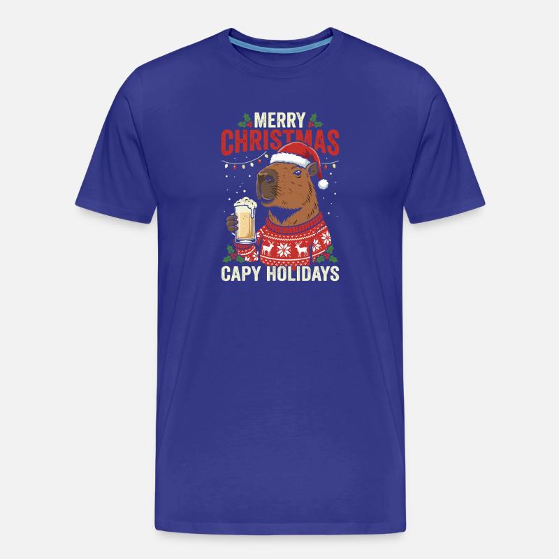 Capybaras Weihnachtsfest Pullover - Männer Premium Bio T-Shirt - Königsblau