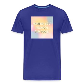 Kraft Frieden wünschen - Männer Premium Bio T-Shirt - Königsblau - Vorne - Damien (186cm)