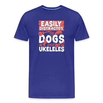 Ukulélé hawaïen Ukulélé Ukulélé Facilement - T-shirt bio Premium Homme - bleu roi - Devant - Damien (186cm)
