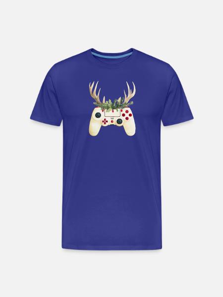 Weihnachtscontroller mit Hirschgeweih - Männer Premium Bio T-Shirt - Königsblau