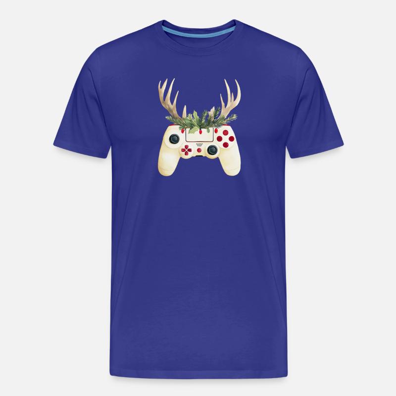 Christmas controller with deer antlers - Men's Premium Organic T-Shirt - royal blue