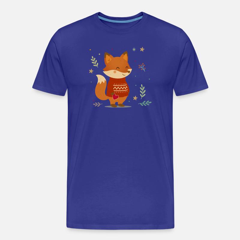Süßer Fuchs im Pullover mit Herz - Männer Premium Bio T-Shirt - Königsblau