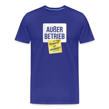 Out of order technician informs sloth office - Men's Premium Organic T-Shirt - royal blue - Front - Damien (186cm)