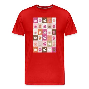Pfotenabdruck-Patchwork-Plüschfelder - Männer Premium Bio T-Shirt - Rot - Vorne - Damien (186cm)