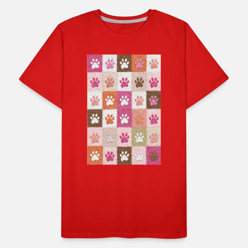 Pawprint Patchwork Plush Squares Men's Premium Organic T-Shirt