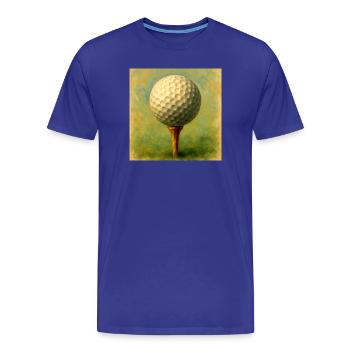 Golfball im künstlerischen Brett auf dem Abschlag - Männer Premium Bio T-Shirt - Königsblau - Vorne - Damien (186cm)