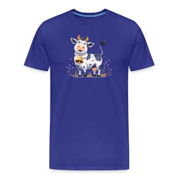 Lustige Kuh mit Glocke - Männer Premium Bio T-Shirt - Königsblau - Vorne - Damien (186cm)