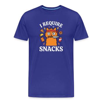 J’exige des snacks Humour drôle d’amoureuse des chats - T-shirt bio Premium Homme - bleu roi - Devant - Damien (186cm)