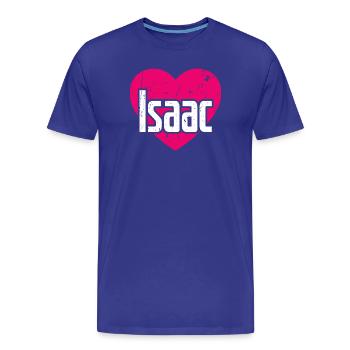 I Love Isaac Pinkes Herz Ich liebe Isaac - Männer Premium Bio T-Shirt - Königsblau - Vorne - Damien (186cm)