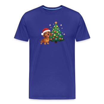 Dackel mit Nikolausmütze Weihnachten Christbaum - Männer Premium Bio T-Shirt - Königsblau - Vorne - Damien (186cm)