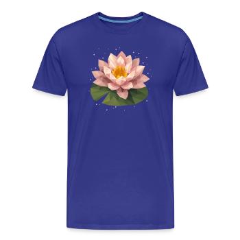 Polygon Seerose in Rosa auf grünem Blatt - Männer Premium Bio T-Shirt - Königsblau - Vorne - Damien (186cm)