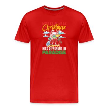 Noël hawaïen Mele Kalikimaka - T-shirt bio Premium Homme - rouge - Devant - Damien (186cm)
