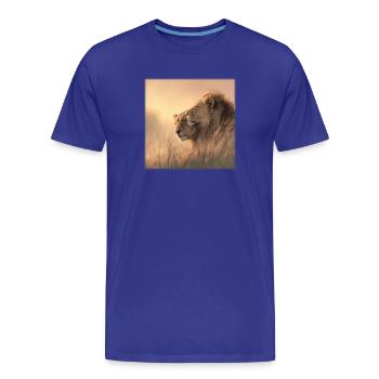 Lions tendres – Famille au soleil - T-shirt bio Premium Homme - bleu roi - Devant - Damien (186cm)