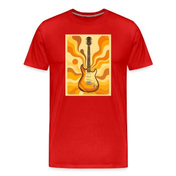 Psychedelische Retro-Gitarre mit lebendigen Siebzigern - Männer Premium Bio T-Shirt - Rot - Vorne - Damien (186cm)
