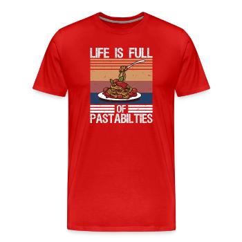 Pasta Lover Life Is Full Of Pastabilities Italian - Men's Premium Organic T-Shirt - red - Front - Damien (186cm)