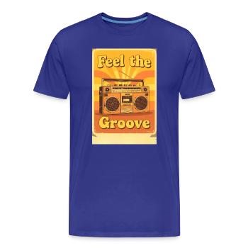 Illustration vintage de boombox rayonnant d’un groove chaleureux - T-shirt bio Premium Homme - bleu roi - Devant - Damien (186cm)