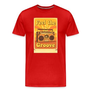 Vintage-Boombox-Illustration, die warme, groovige Strahlung ausstrahlt - Männer Premium Bio T-Shirt - Rot - Vorne - Damien (186cm)