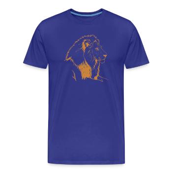Bronze Lion Line Illustration - Men's Premium Organic T-Shirt - royal blue - Front - Damien (186cm)