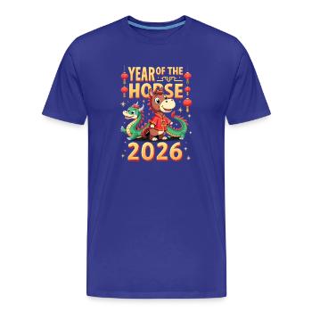 Nouvel An chinois du cheval 2026 - T-shirt bio Premium Homme - bleu roi - Devant - Damien (186cm)