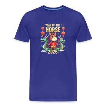 Nouvel An chinois du cheval 2026 - T-shirt bio Premium Homme - bleu roi - Devant - Damien (186cm)