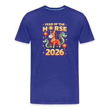 Nouvel An chinois du cheval 2026 - T-shirt bio Premium Homme - bleu roi - Devant - Damien (186cm)