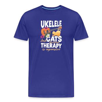 Ukulélé hawaïen ukulélé Ukulélé chat - T-shirt bio Premium Homme - bleu roi - Devant - Damien (186cm)