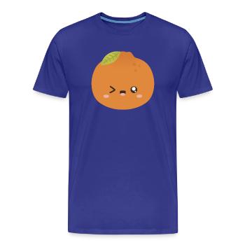 Kawaii Orange Wink Charakter - Männer Premium Bio T-Shirt - Königsblau - Vorne - Damien (186cm)