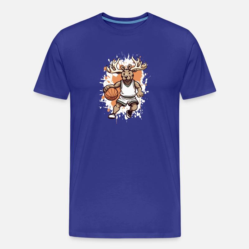 Basketball Hirsch Comic - Männer Premium Bio T-Shirt - Königsblau