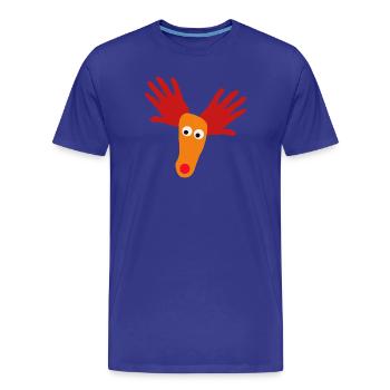Reindeer head with orange snout - Men's Premium Organic T-Shirt - royal blue - Front - Damien (186cm)