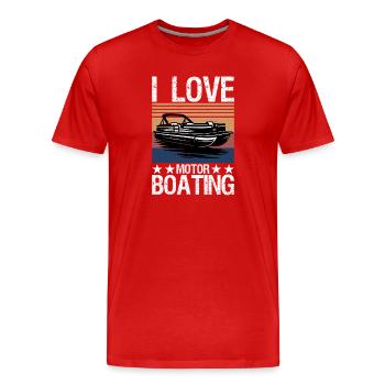 I Love Motor Boating Motorboating Funny Boat - Men's Premium Organic T-Shirt - red - Front - Damien (186cm)