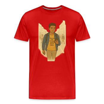 Self-confident participation - Men's Premium Organic T-Shirt - red - Front - Damien (186cm)