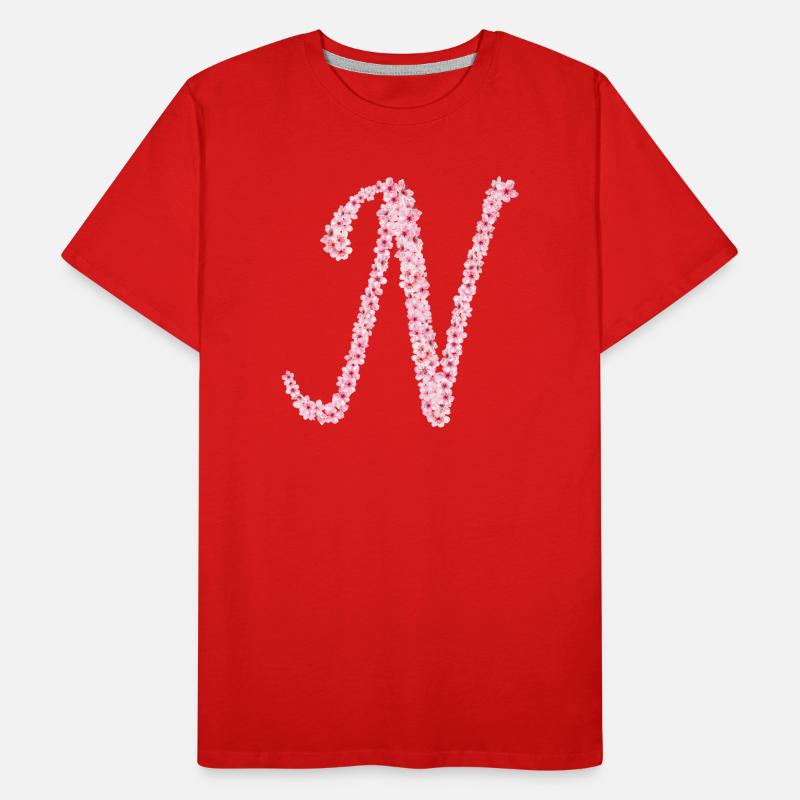 Kirschblüteninitial N Männer Premium Bio T-Shirt
