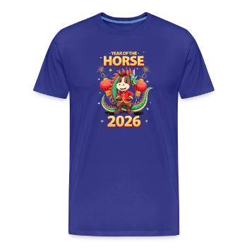 Nouvel An chinois du cheval 2026 - T-shirt bio Premium Homme - bleu roi - Devant - Damien (186cm)