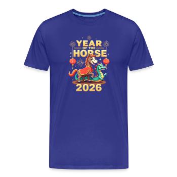 Nouvel An chinois du cheval 2026 - T-shirt bio Premium Homme - bleu roi - Devant - Damien (186cm)
