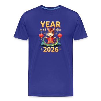 Nouvel An chinois du cheval 2026 - T-shirt bio Premium Homme - bleu roi - Devant - Damien (186cm)