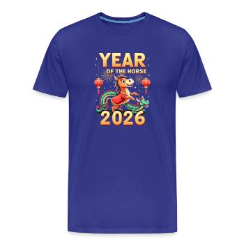 Nouvel An chinois du cheval 2026 - T-shirt bio Premium Homme - bleu roi - Devant - Damien (186cm)