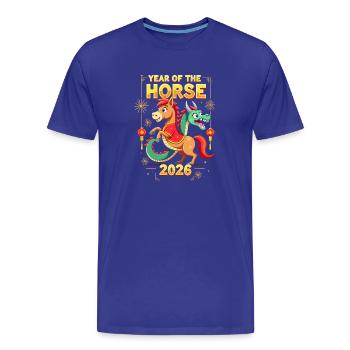 Nouvel An chinois du cheval 2026 - T-shirt bio Premium Homme - bleu roi - Devant - Damien (186cm)