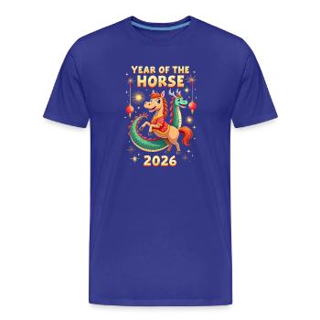 Nouvel An chinois du cheval 2026 - T-shirt bio Premium Homme - bleu roi - Devant - Damien (186cm)