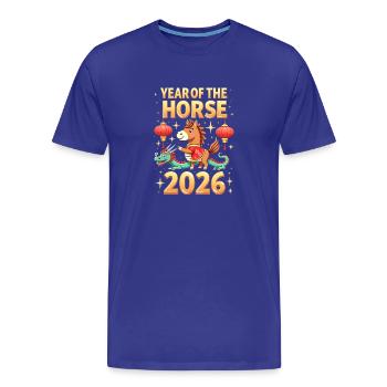 Nouvel An chinois du cheval 2026 - T-shirt bio Premium Homme - bleu roi - Devant - Damien (186cm)