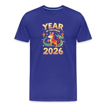 Nouvel An chinois du cheval 2026 - T-shirt bio Premium Homme - bleu roi - Devant - Damien (186cm)