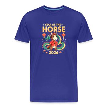 Nouvel An chinois du cheval 2026 - T-shirt bio Premium Homme - bleu roi - Devant - Damien (186cm)