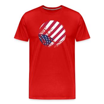 Patriotischer Tennisball Amerikanische Flagge Sportfan Gif - Männer Premium Bio T-Shirt - Rot - Vorne - Damien (186cm)