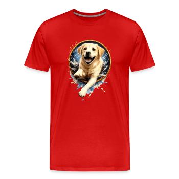 Spritziger Golden Retriever Sprungring - Männer Premium Bio T-Shirt - Rot - Vorne - Damien (186cm)