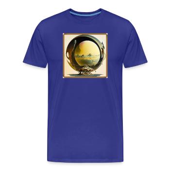 Sphère Anneau Monde Lunaire Surréaliste - T-shirt bio Premium Homme - bleu roi - Devant - Damien (186cm)