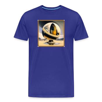 Cosmic sphere over surreal desert island - Men's Premium Organic T-Shirt - royal blue - Front - Damien (186cm)