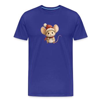 Little Christmas Mouse – Sweet and Happy Drawing - Men's Premium Organic T-Shirt - royal blue - Front - Damien (186cm)