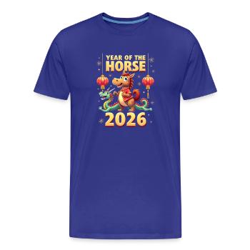 Nouvel An chinois du cheval 2026 - T-shirt bio Premium Homme - bleu roi - Devant - Damien (186cm)