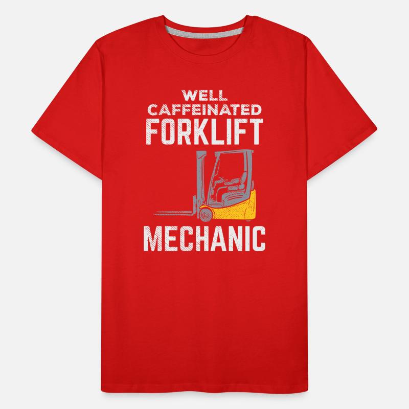 Well Caffeinated Forklift Mechanic Tee Design Men's Premium Organic T-Shirt