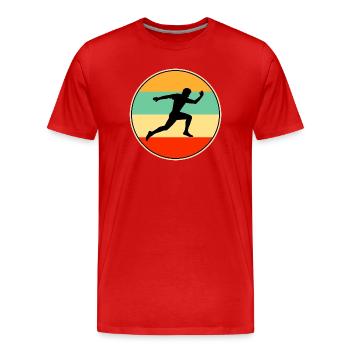 Männlicher Läufer Retro Sunset Vintage Athlete Sport Gif - Männer Premium Bio T-Shirt - Rot - Vorne - Damien (186cm)